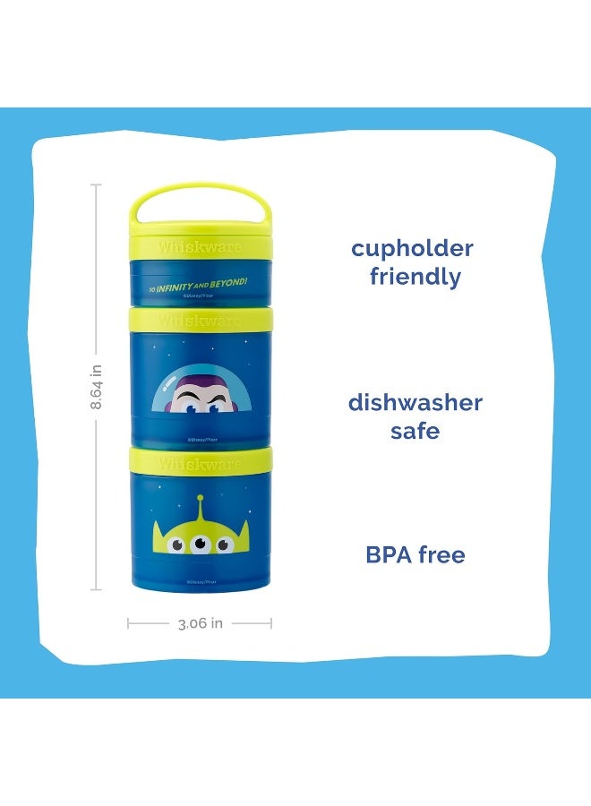 Whiskware Whiskware Containers for Toddlers and Kids 3 Stackable Snack Cups for School and Travel, 1/3 cup+1 cup+1 cup, Buzz Lightyear - Image 2
