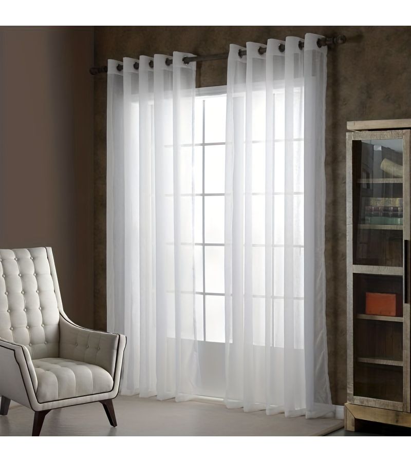 Modern Minimalist Solid Color Sheer Curtain for Living Room Bedroom Dining Room Study Grommet 42x96 Inches 1 Panel - Image 2