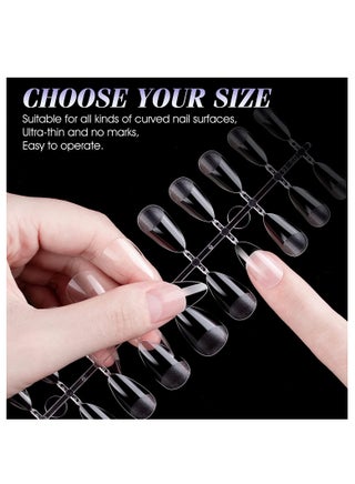 مجموعة أطراف أظافر هلامية ناعمة بغطاء كامل 240 قطعة شفافة لوزية قصيرة مكونة من 12 مقاسًا - view 2