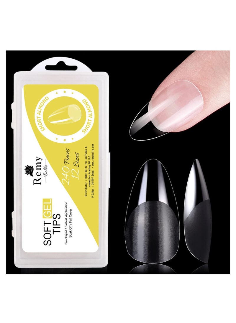 Remy Belle - Soft Gel Nail Tips Short Almond 240 Pcs 12 Sizes - Image 1