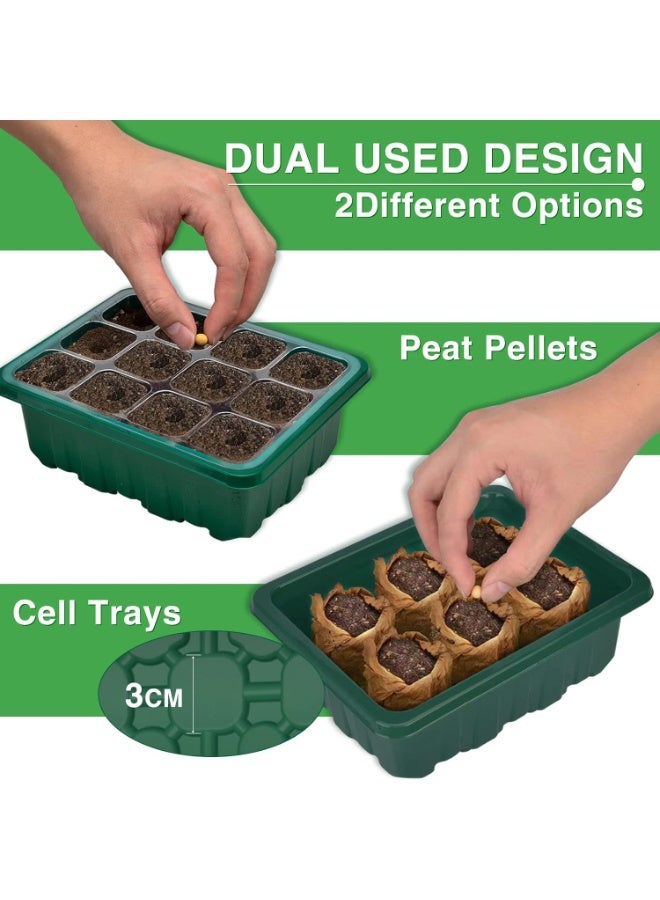 Arabest Seed Trays with Grow Light, 4 Pack Propagator with Timing Controller Adjustable Brightness, Thicken Seedling Trays with Humidity Domes Heightened Lids for Greenhouse & Gardens, Gift Box - Image 5