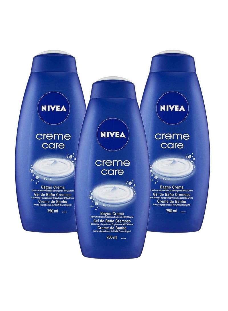 Nivea Bath Cream Body Wash, Creme Care Original Scent - 25.36 Ounce (750ml) x Pack of 3 - Image 1