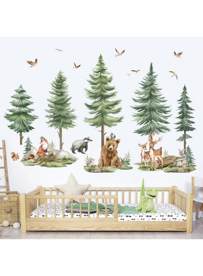 wondever Mountain Tree Wall Stickers Large Pine Tree Forest Animals Bear Deer Peel and Stick Wall Art Decals for Kids Bedroom Baby Nursery - Image 3