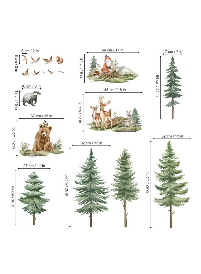 wondever Mountain Tree Wall Stickers Large Pine Tree Forest Animals Bear Deer Peel and Stick Wall Art Decals for Kids Bedroom Baby Nursery - Image 4