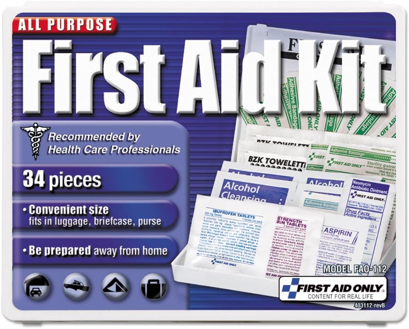 Emedco First Aid Only 112 AllPurpose First Aid Kit 34 Pieces 3 34 x 4 34 x 12 BlueWhite - Image 1