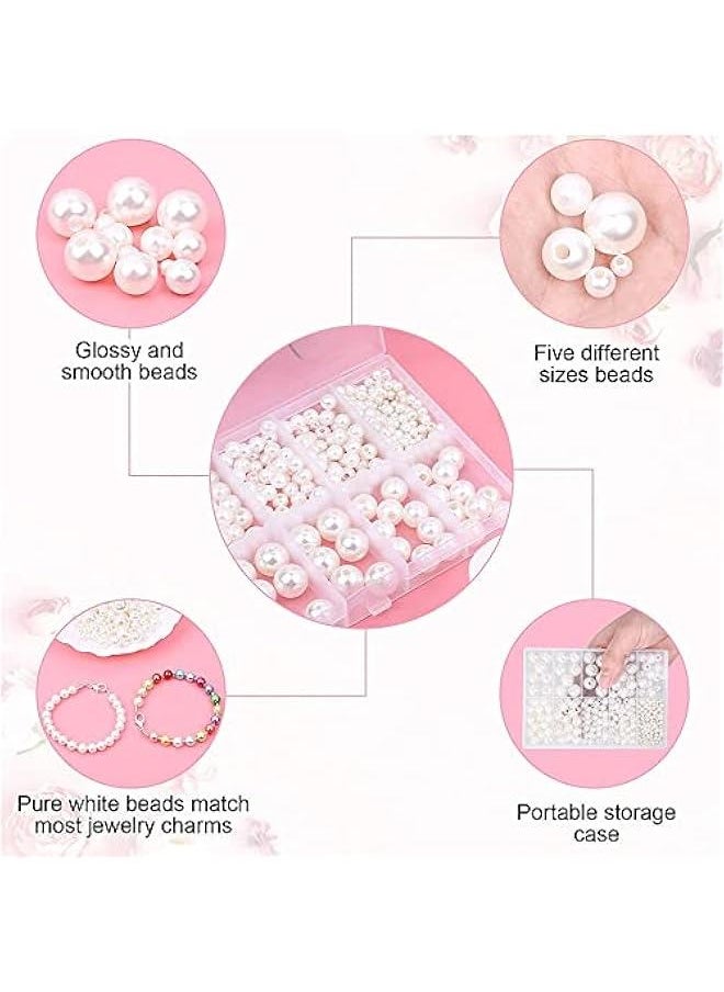 470 White Round Pearl Beads for Crafts DIY Necklaces Choker Jewelry Repair Making and Bracelet Pearls Crafting Hole