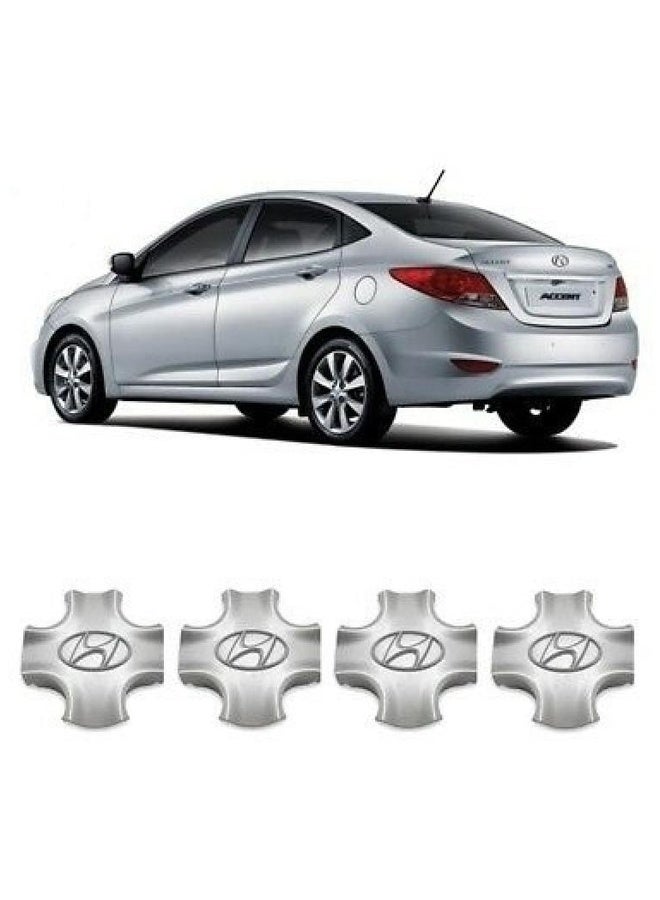 Accent 2011-2017 Wheel Hub Caps Set of 4 14 Inch Silver Design Rim Covers Protection and Styling Accessories - Image 1