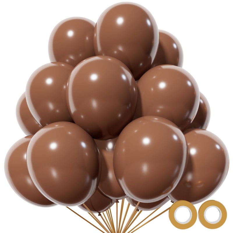 KUULBELA 110pcs Brown Balloon 12 inch, Brown Latex Balloons for Birthday Party Baby Shower Wedding(with 2 Ribbons). - Image 1