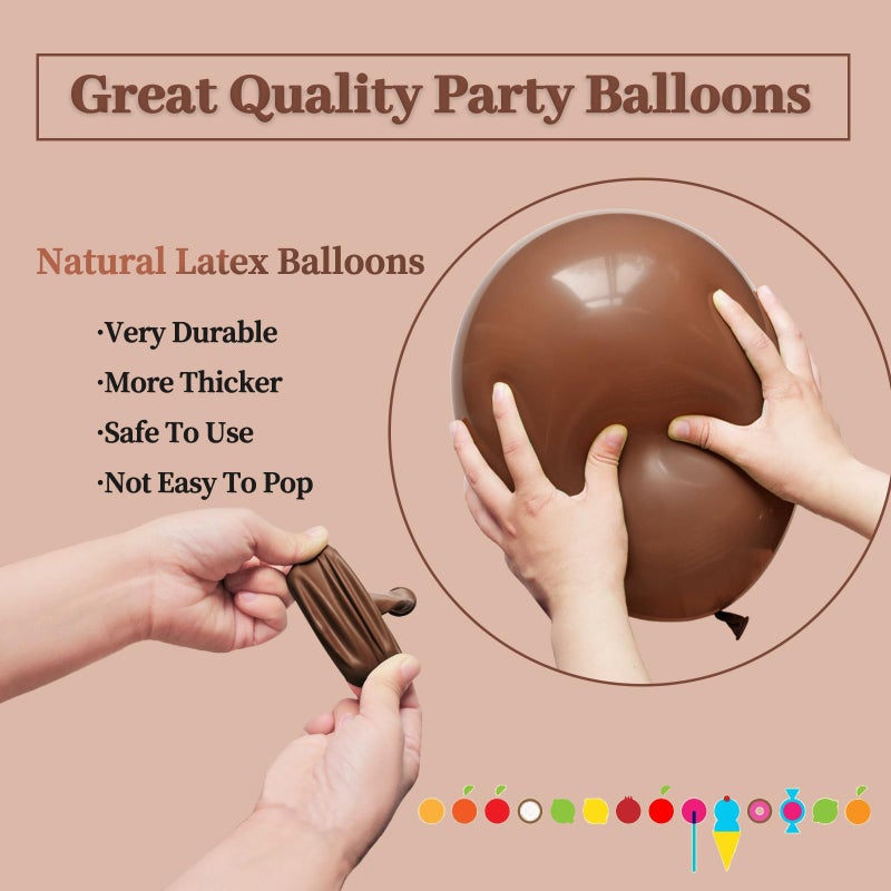 KUULBELA 110pcs Brown Balloon 12 inch, Brown Latex Balloons for Birthday Party Baby Shower Wedding(with 2 Ribbons). - Image 4
