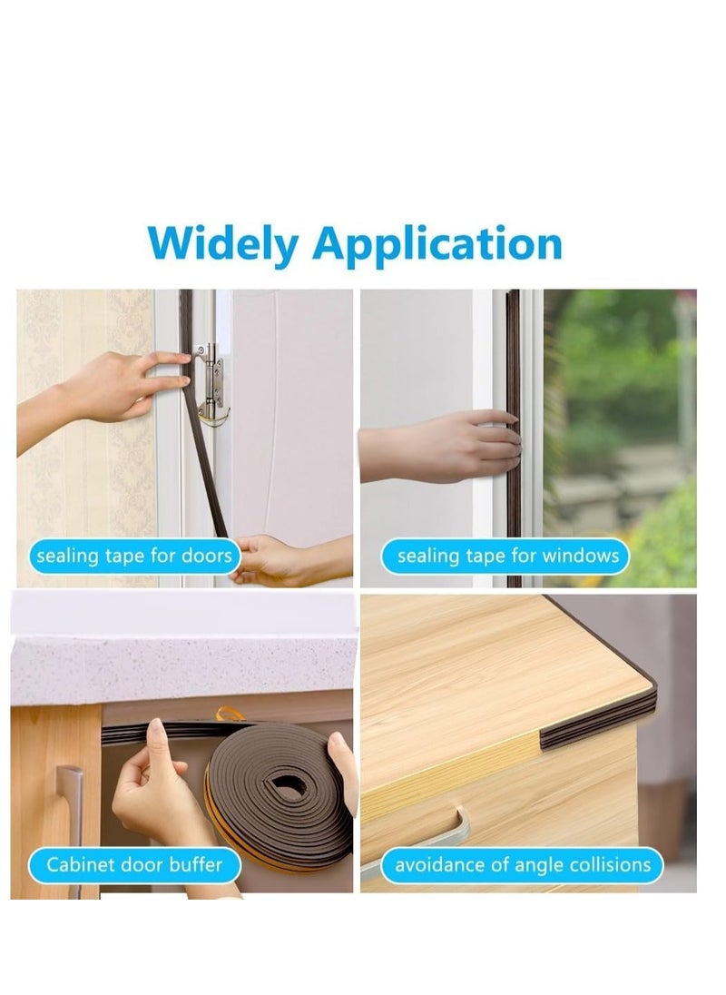 Weather Stripping, 9mm x 4mm Self Adhesive Foam Type E Seal Strip Seal Strip Anti-Collision Soundproof Ideal for Doors and Windows to Improve Insulation and Protection (2)