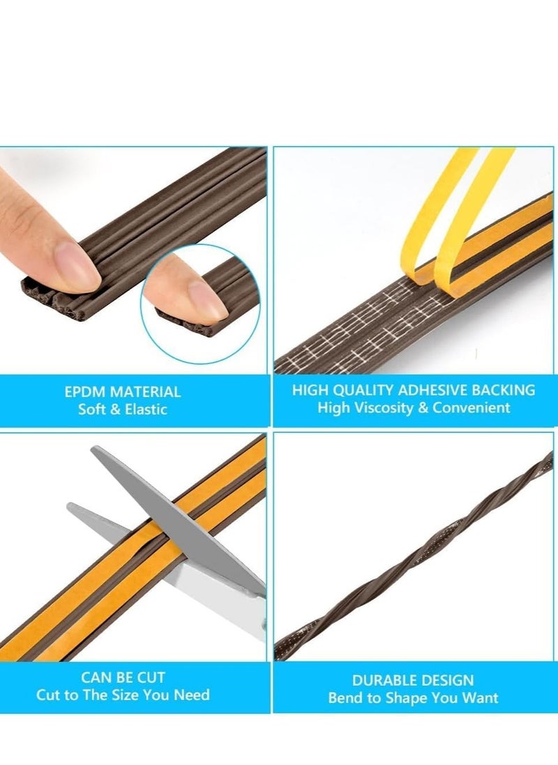 Weather Stripping, 9mm x 4mm Self Adhesive Foam Type E Seal Strip Seal Strip Anti-Collision Soundproof Ideal for Doors and Windows to Improve Insulation and Protection (2)