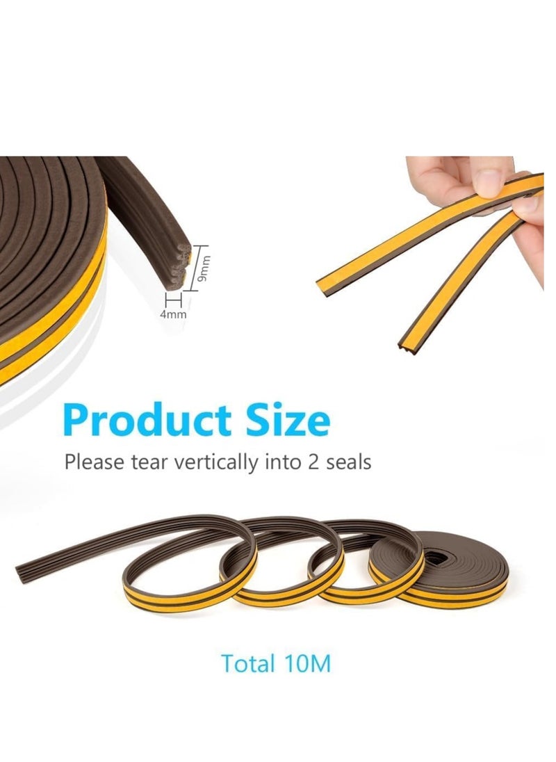 Weather Stripping, 9mm x 4mm Self Adhesive Foam Type E Seal Strip Seal Strip Anti-Collision Soundproof Ideal for Doors and Windows to Improve Insulation and Protection (2)