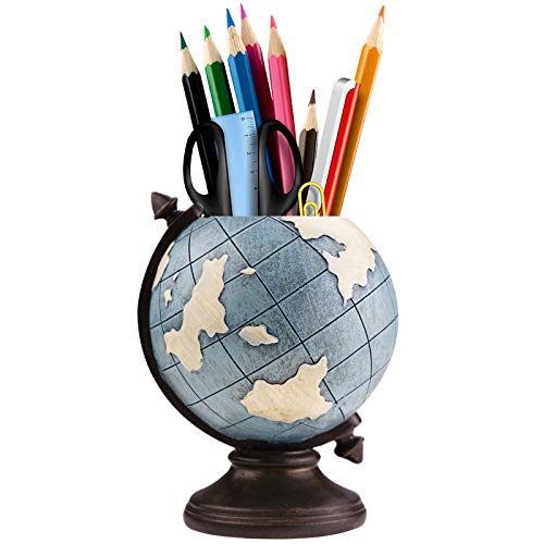 MUAMAX Globe Pen Pencil Holder for Desk Pen Organizer for Desk Desktop Organizer Pencil Cup Pot Desktop Accessories for Home Office School - Image 1