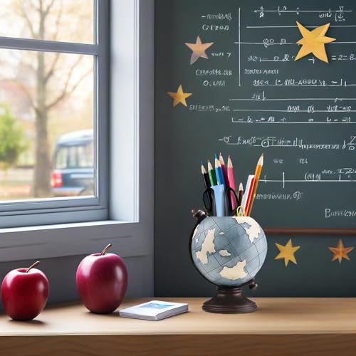 MUAMAX Globe Pen Pencil Holder for Desk Pen Organizer for Desk Desktop Organizer Pencil Cup Pot Desktop Accessories for Home Office School - Image 5