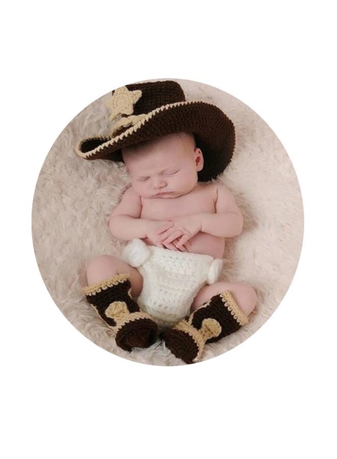 Vedory Newborn Baby Photography Props Boy Girl Photo Shoot Outfits Crochet Knitted Clothes Cowboy Hat Rompers Set - Image 1