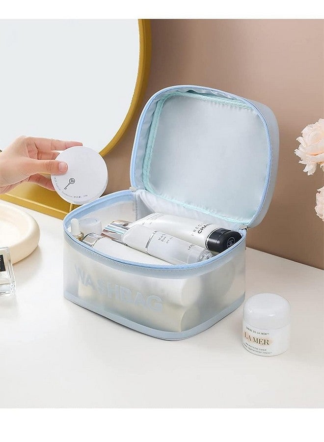 ZEELPETAL Travel Toiletry Bag for Women, Matte Translucent Shower Bag with Handy Handle, Makeup Cosmetic Organizer Bag for Travel Toiletries Accessories Set of 1, Multi Color. (Square Wash Bag) - Image 4