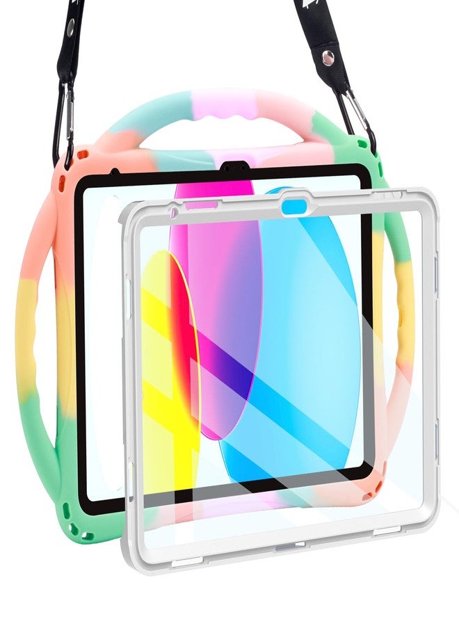 TOPESCT Kids Case for 10.9" iPad 10th Gen - Made of Kid-Friendly Silicone, with Built-in Screen Protector, Shockproof Handle Stand Case for iPad 10th Generation 10.9 inch 2022 (Rainbow) - Image 1