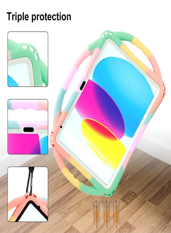 TOPESCT Kids Case for 10.9" iPad 10th Gen - Made of Kid-Friendly Silicone, with Built-in Screen Protector, Shockproof Handle Stand Case for iPad 10th Generation 10.9 inch 2022 (Rainbow) - Image 4