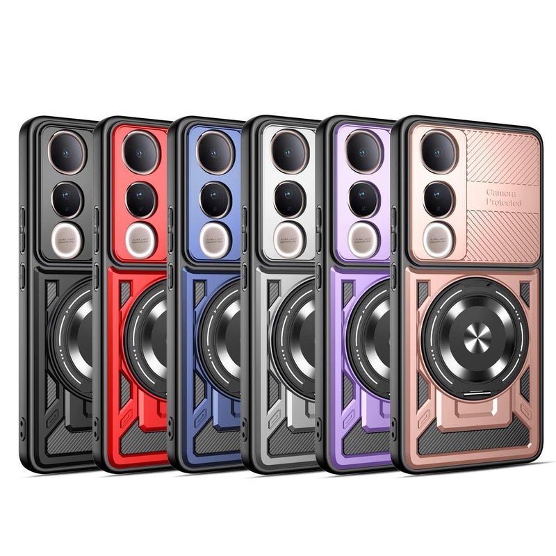 HuHa Case Cover For vivo V50 Lite 5G Armor Rotating Holder MagSafe Phone Case(Grey) - Image 2