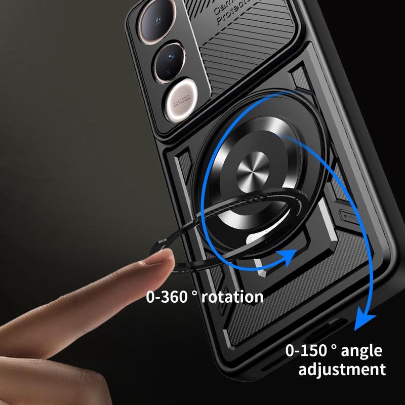 HuHa Case Cover For vivo V50 Lite 5G Armor Rotating Holder MagSafe Phone Case(Grey) - Image 3