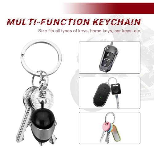 NYTKL 2 PCS Motorcycle Helmet Keychain, Creative Motorcycle Keychain Helmet Key Fob, 3D Metal Motorbike Keyring for Men (Black) - Image 3