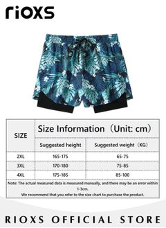 RIOXS Men's Double Layer Beach Shorts, Comfortable Swimming Shorts with Zippered Pockets and Elastic Waistband, Quick-drying Swim Trunks with Striking Patterns, Fashionable Casual Bathing Short, Suitable for Outdoor Activities  - Image 4