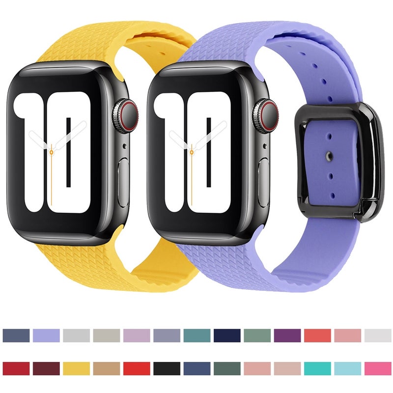 Black Buckle Silicone Watch Band For Apple Watch Series 9&8&7 41mm / SE 3&SE 2&6&SE&5&4 40mm / 3&2&1 38mm(Navy Blue)
