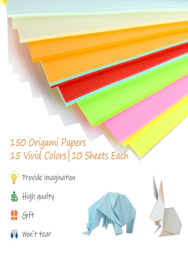 BUBU Origami Paper 8 x 8 Inch / 20x20 cm Square Double Sided Color 150 Sheets with 15 Vivid Colors - Easy Fold Paper for Beginner,Kids DIY，School Arts， Crafts Projects Children Adults - Image 5