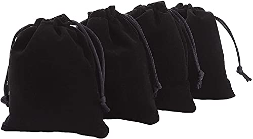 KUPOO 50 Pieces Wholesale Lot - Velvet Cloth Jewelry Pouches/Drawstring Bags 4" X 3" (black) - Image 3