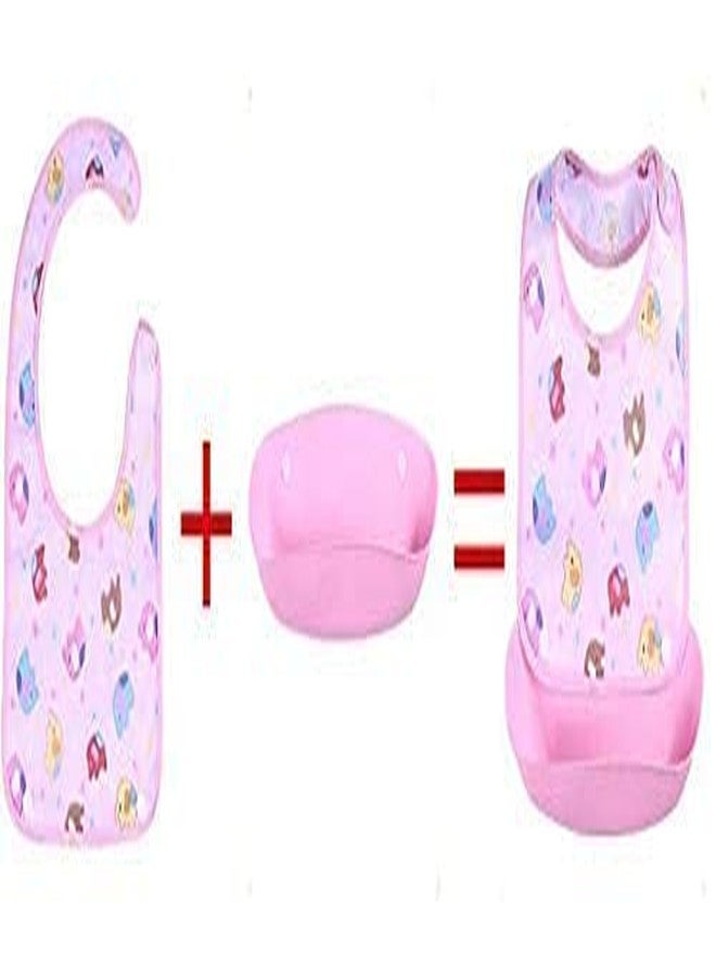 DOMENICO Baby Silicon Bib/Apron for Feeding Infants and Toddlers with Detachable Food Catcher, Waterproof (Random Colours And Prints) (Pack of 1) - Image 5