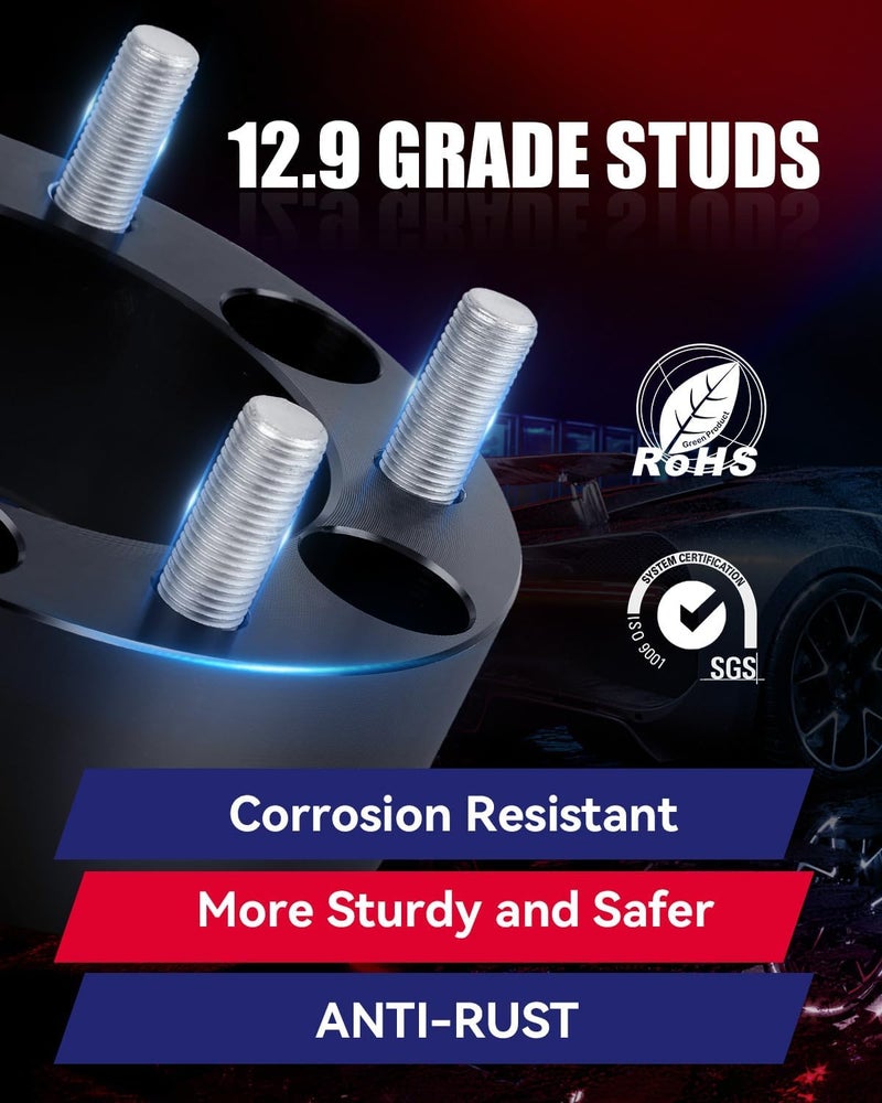 FLYCLE 1 inch 5x4.5 Wheel Spacers for TJ YJ XJ MJ KJ KK ZJ, 5 Lug 5x114.3mm Wheel Spacer for Wrangler Ranger Explorer Mustang Edge with 1/2-20 Studs & 82.5mm Center Bore - Image 5