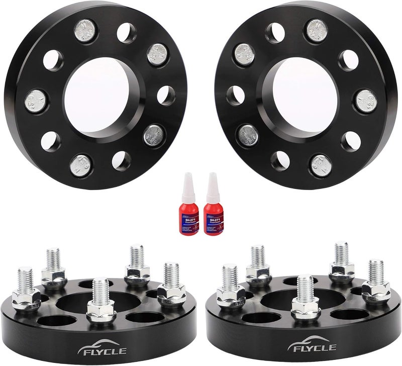 FLYCLE 1 inch 5x4.5 Wheel Spacers for TJ YJ XJ MJ KJ KK ZJ, 5 Lug 5x114.3mm Wheel Spacer for Wrangler Ranger Explorer Mustang Edge with 1/2-20 Studs & 82.5mm Center Bore - Image 1