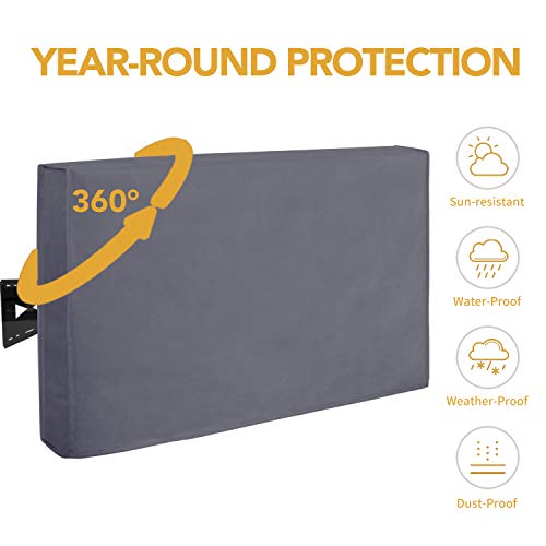 Easy-Going Outdoor TV Cover for 50 to 52 inches LCD, LED, Waterproof, Weatherproof and Dust-Proof TV Screen Protectors with Cleaning Cloth (52 inch,Dark Gray) - Image 3