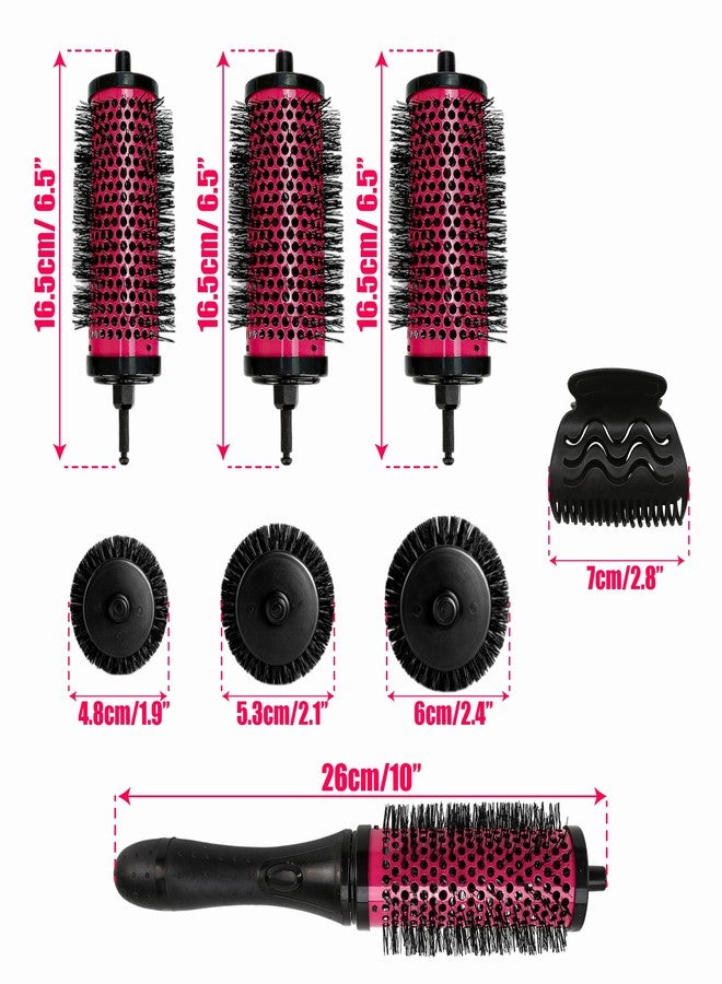 BuleVina Detachable Round Hair Brush Set, 3 Sizes Barrel Styling Tool for Blow Drying with 6 Barrels 1 Handle 6 Clips, Different Hair Rollers, Click and Curl Blowout Brush to Create Your Hairstyle - Image 2