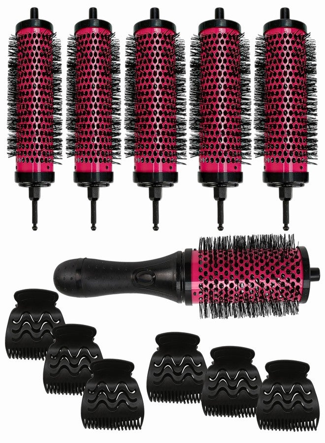 BuleVina Detachable Round Hair Brush Set, 3 Sizes Barrel Styling Tool for Blow Drying with 6 Barrels 1 Handle 6 Clips, Different Hair Rollers, Click and Curl Blowout Brush to Create Your Hairstyle - Image 1