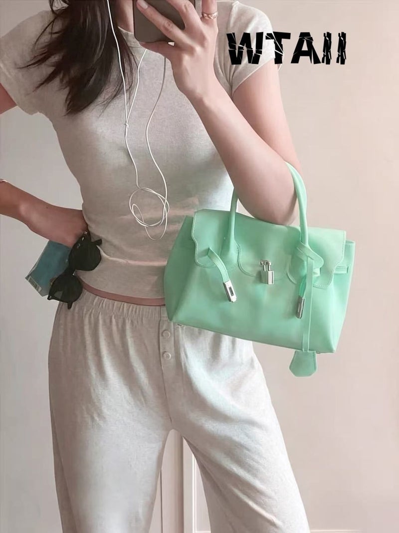 2026 New Transparent Jelly Shoulder Lock Handbag Kelly Bag Small Crossbody Versatile Commuter Tote Bag for Women - Image 2