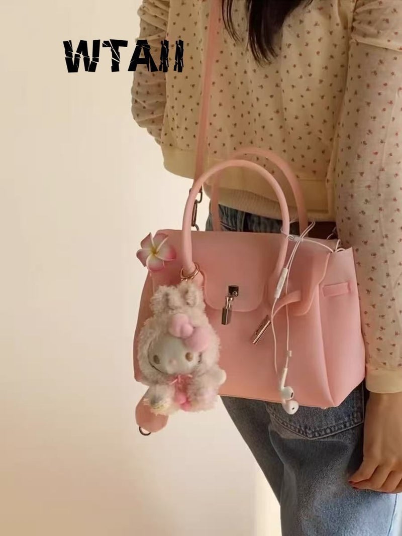 2026 New Transparent Jelly Shoulder Lock Handbag Kelly Bag Small Crossbody Versatile Commuter Tote Bag for Women - Image 3