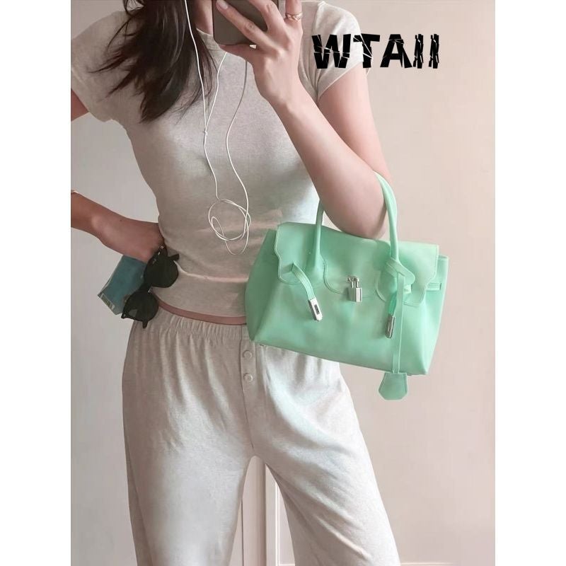 2026 New Transparent Jelly Shoulder Lock Handbag Kelly Bag Small Crossbody Versatile Commuter Tote Bag for Women - Image 1