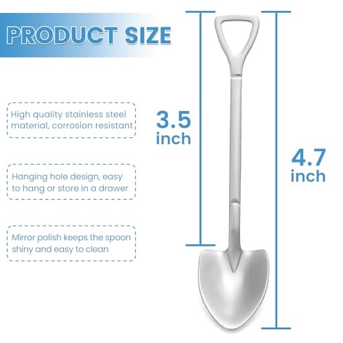 SZLFSX 20 Pack Shovel Shape Demitasse Espresso Mini Coffee Spoons, 4.7 Inches Stainless Steel, Small for Dessert, Tea, Appetizer, Party Supplies - Image 2