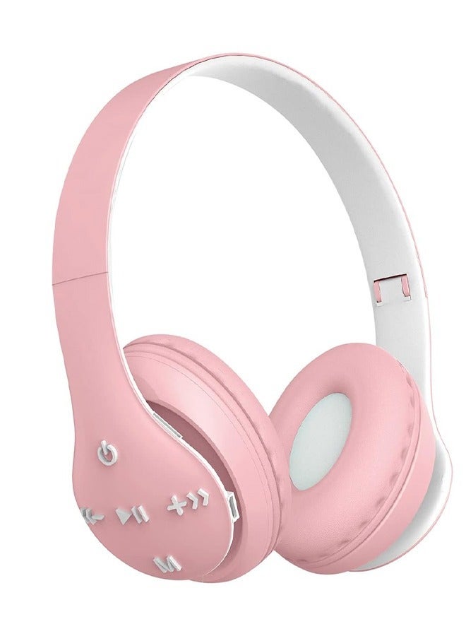 MIQIA ST93 Wireless Bluetooth Headphones Adjustable Foldable,ABS Bluetooth Compatible 5.1 Macaron Headsets,Support TF Card for Sports Pink - Image 1