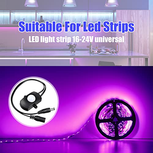 Hortsun 3 Pieces DC 5V-24V 5A PIR Motion Activated Sensor Light Switch Occupancy Motion Sensor with DC Coupler Cable for Party LED Strip Light - Image 3