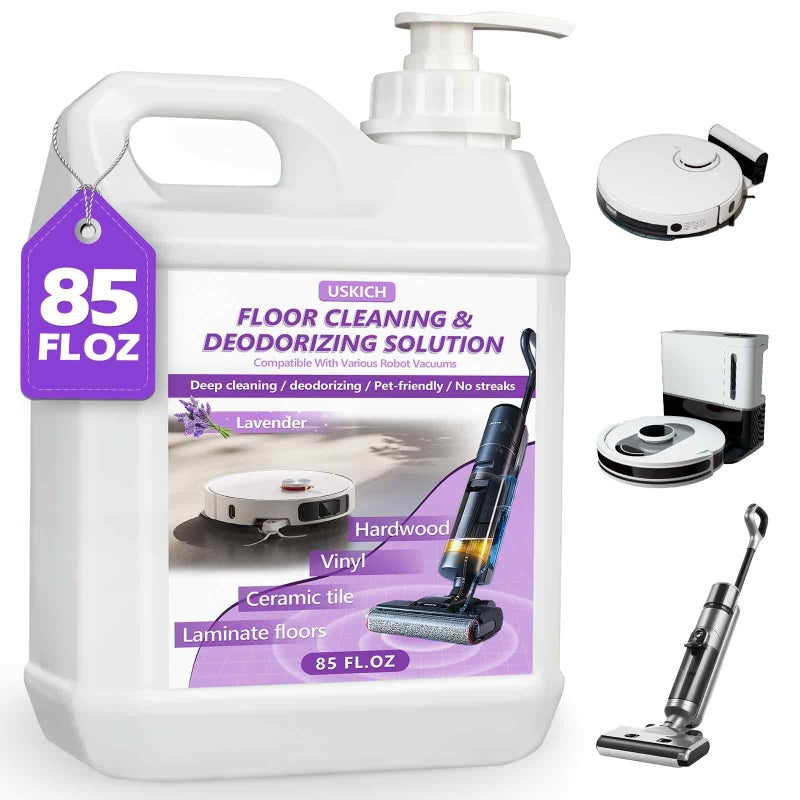 USKICH Floor Cleaning Solution- 85 FL OZ-Floor Cleaner for Mopping with Tineco,Deep Cleaning &Deodorizing for Roborock,Compatible with Saros Series,S8/S7 Series,Q Revo/Q Series,iFLOOR Series Wet Dry Vacuum - Image 1