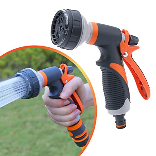 Oligitdi Aluminum 8-Modes Water Spray Gun Garden Hose Nozzle Water Hose Heavy Duty Water Spray Gun High Pressure Washer Sprayer Nozzle Spray Suitable For Gardening/Washing Cars/Showering Pet/Cleaning - Image 1