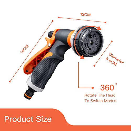 Oligitdi Aluminum 8-Modes Water Spray Gun Garden Hose Nozzle Water Hose Heavy Duty Water Spray Gun High Pressure Washer Sprayer Nozzle Spray Suitable For Gardening/Washing Cars/Showering Pet/Cleaning - Image 2