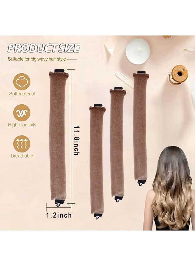 HTKCRX 3PCS Heatless Hair Curler, Rods With Hook, Heatless Curling Rod For All Hair Types, No Heat Curlers To Sleep In, Overnight Heatless Curls For Blowout Hair (Khaki) - Image 2