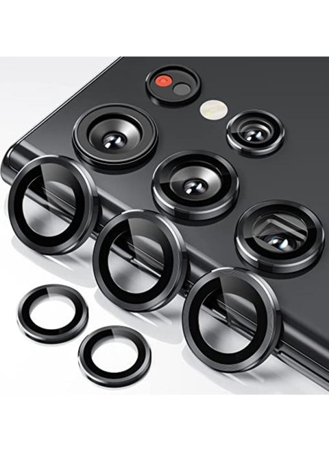 [5 in 1] Camera Lens Protector for Samsung S23 Ultra, Scratch-Resistant Ultra-Thin Tempered Glass with Aluminum Edge, Drop-Proof Alloy Camera Screen Protector for S23 Ultra (S23 Ultra, Black)