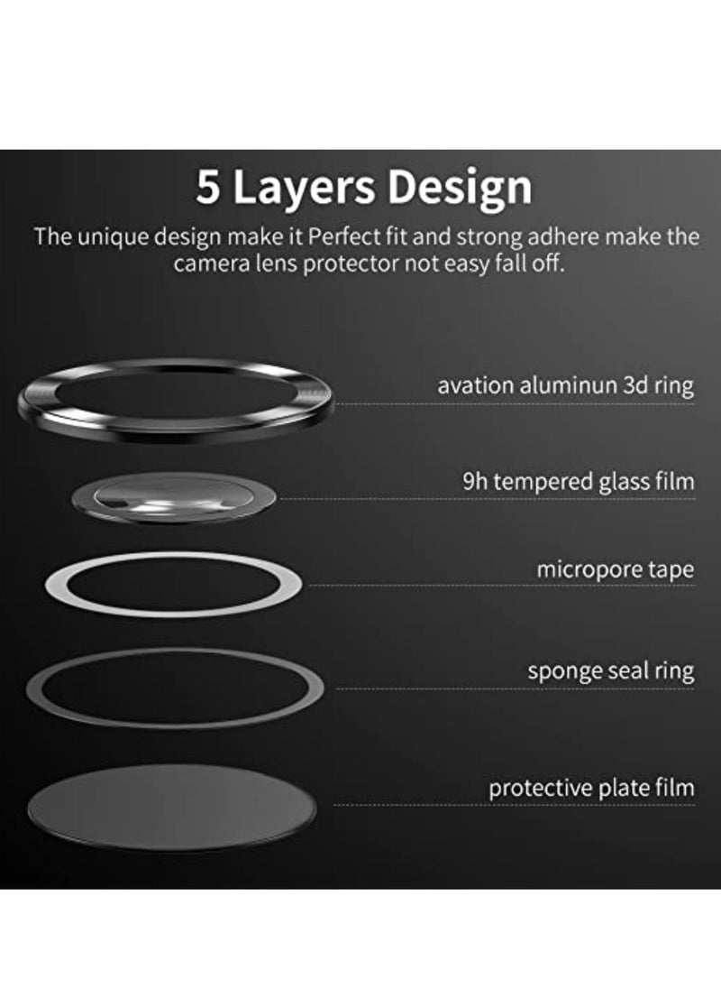[5 in 1] Camera Lens Protector for Samsung S23 Ultra, Scratch-Resistant Ultra-Thin Tempered Glass with Aluminum Edge, Drop-Proof Alloy Camera Screen Protector for S23 Ultra (S23 Ultra, Black)