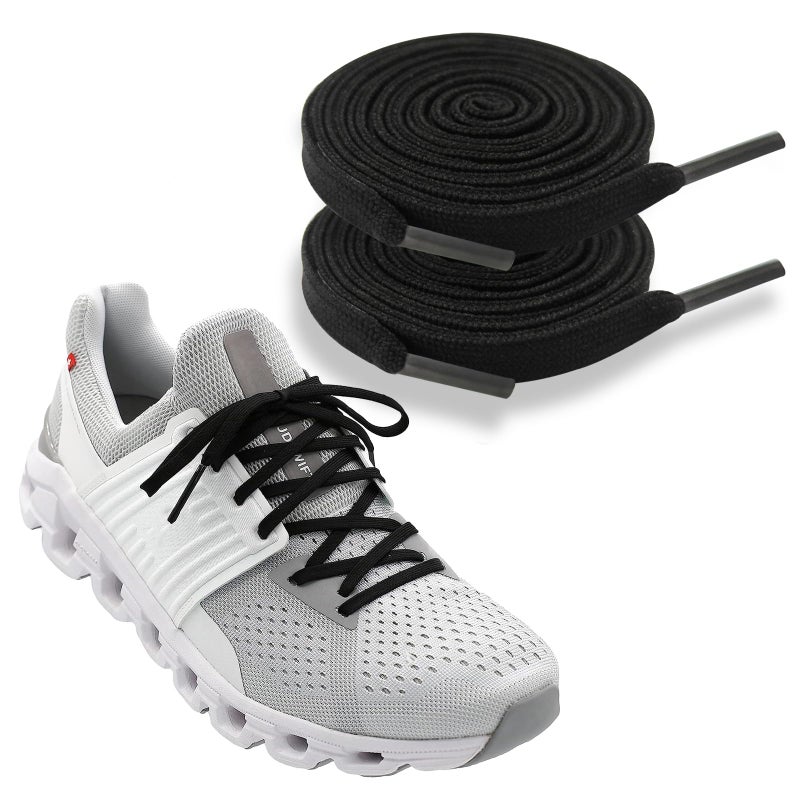 NDTEZUGT 1/4"(6mm) Flat Thin Shoe Laces, Original Athletic Shoelaces Shoe Strings Replacement Laces for On Cloud Sneakers (Black, 54''/140cm) - Image 1