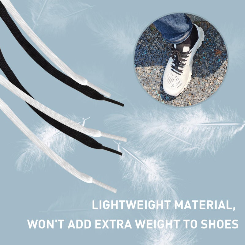 NDTEZUGT 1/4"(6mm) Flat Thin Shoe Laces, Original Athletic Shoelaces Shoe Strings Replacement Laces for On Cloud Sneakers (Black, 54''/140cm) - Image 3