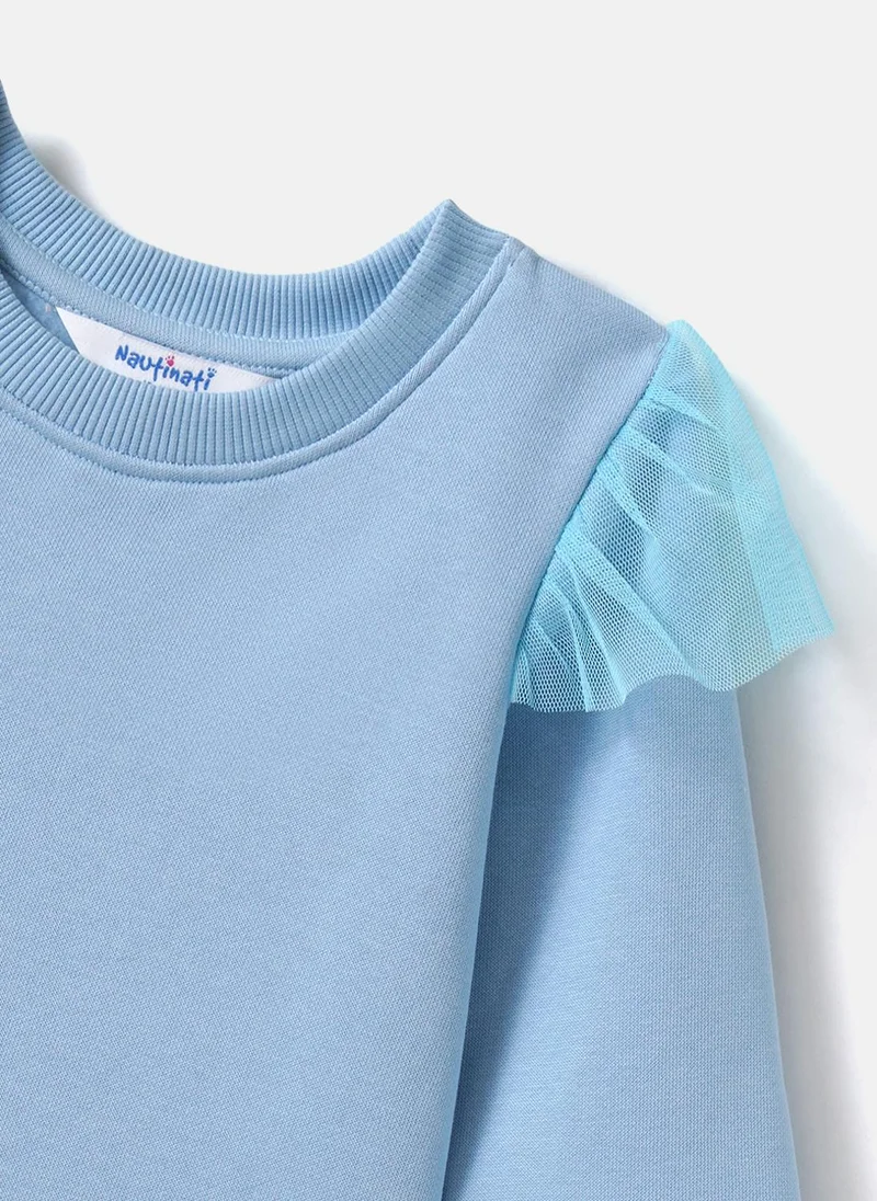 Nautinati Nautinati Girls' Cat Print Full Sleeve Fleece Dress with Frills